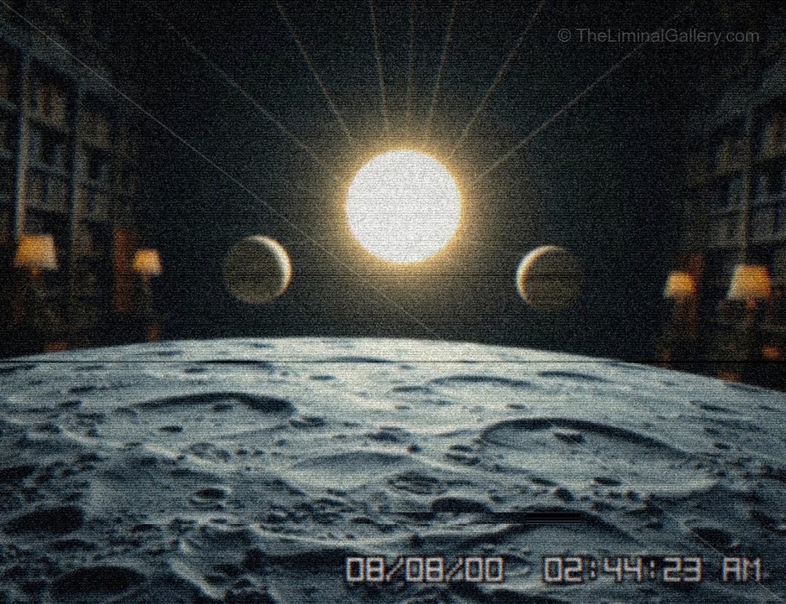 The ethereal landscape of the moon creates an eerie beauty and sense of the unknown.