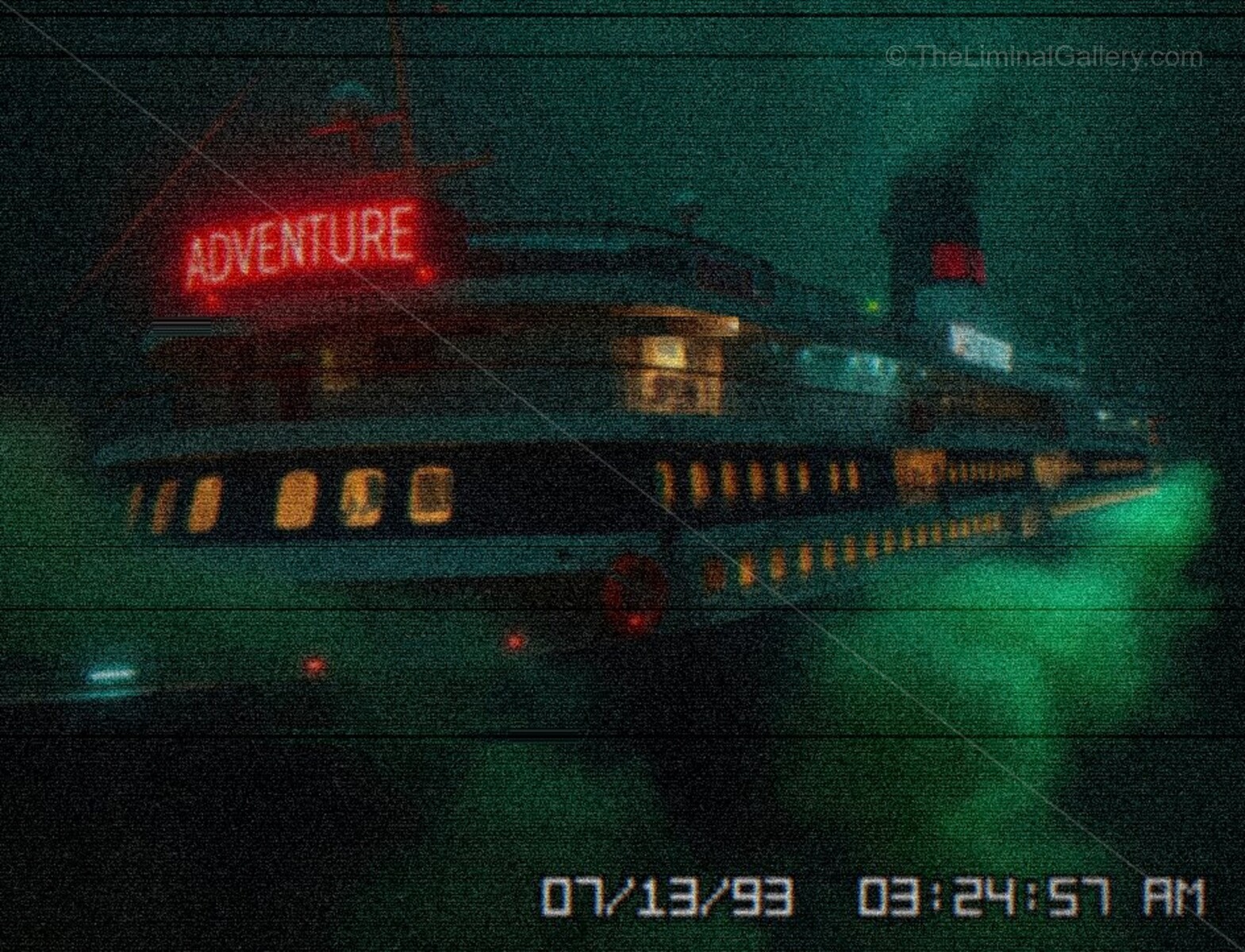 The surreal exterior of Level 26, The SS Fun =), a liminal cruise ship blending whimsy with unease.