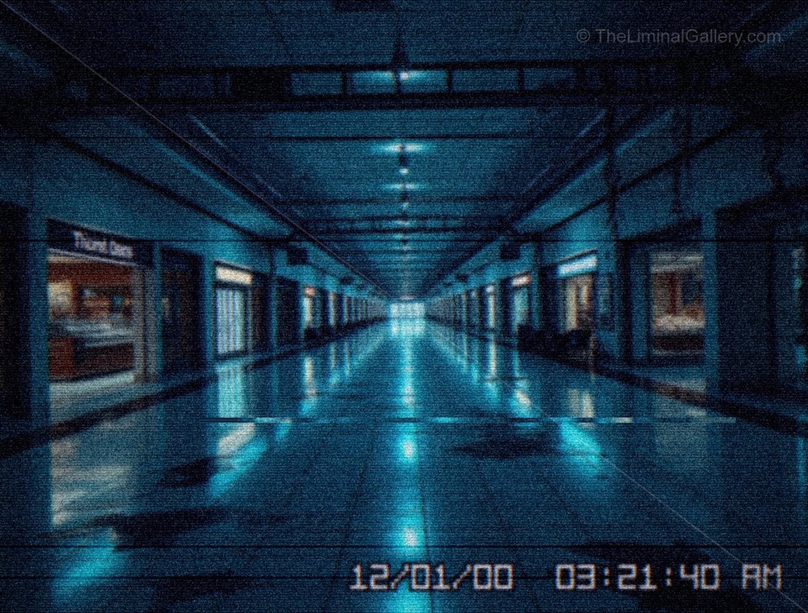 The echoing silence and endless aisles create an unsettling atmosphere.