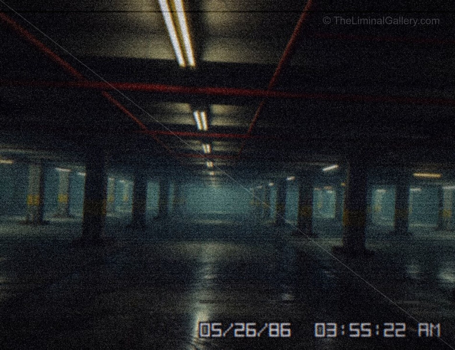 The vast, empty expanse of the car park epitomizes the liminal feeling.