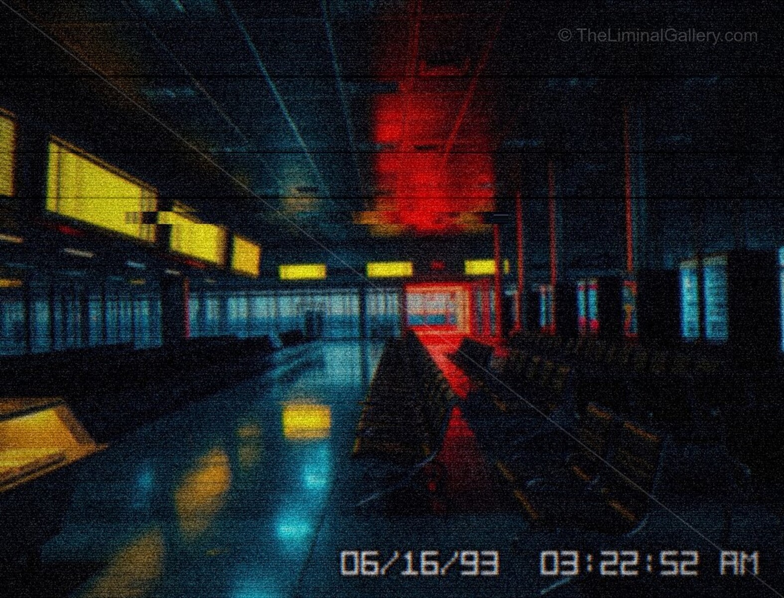 Uncanny terminal corridors in Level 36, Airport, blending nostalgic travel vibes with liminal eeriness.