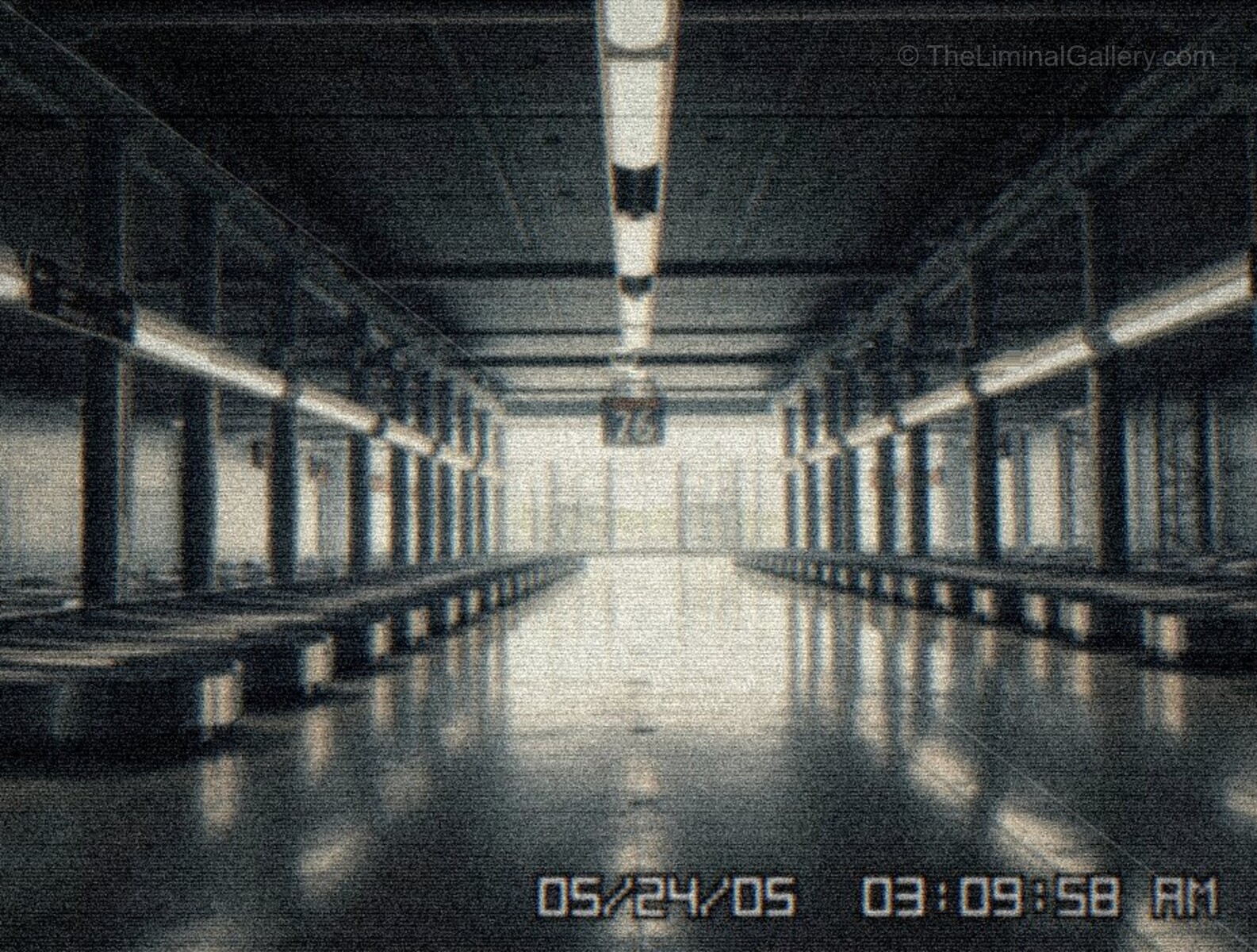 The empty airport terminal conjures feelings of both familiarity and unease.