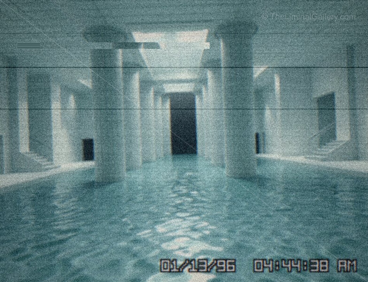 The serene, yet eerie poolrooms offer a blend of calm and unease.