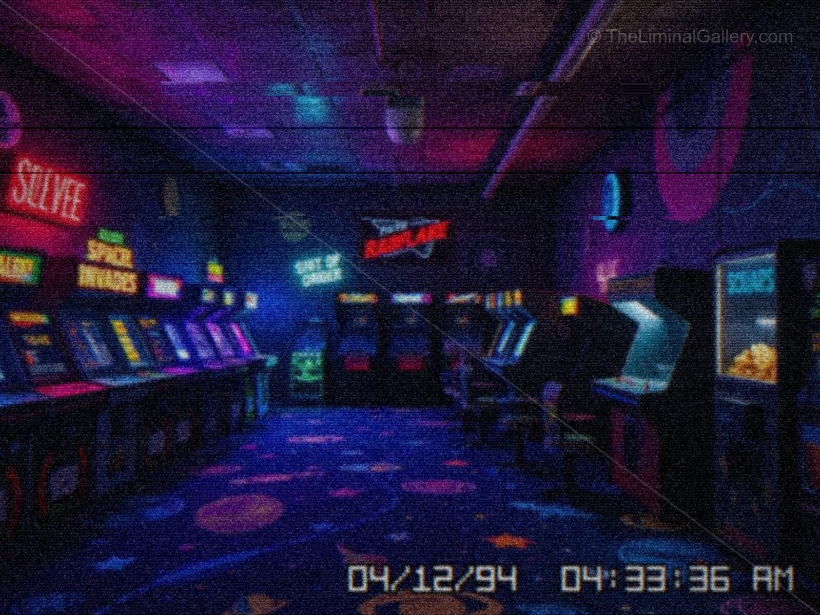 The retro arcade setting and the eerie emptiness make this a troubling experience.