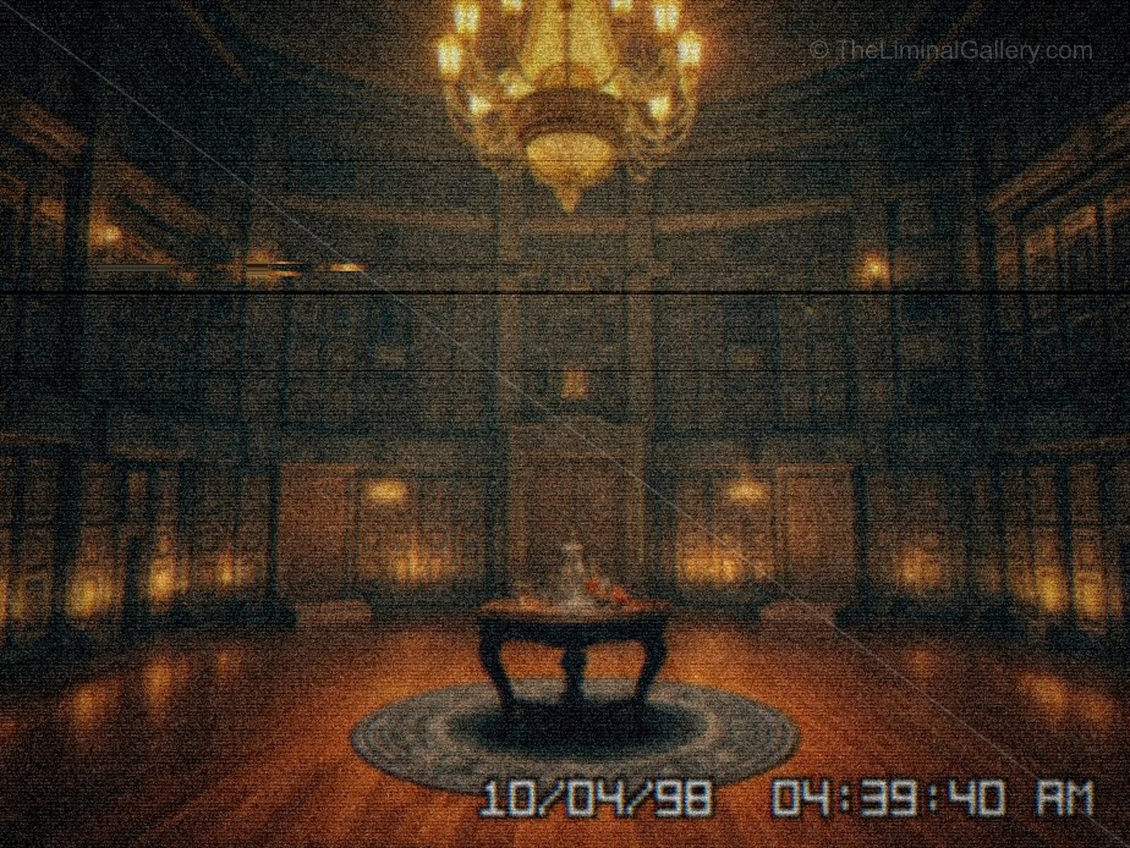 An elegant yet eerie Beverly Room in Level 5, Terror Hotel, blending luxury with unsettling liminality.