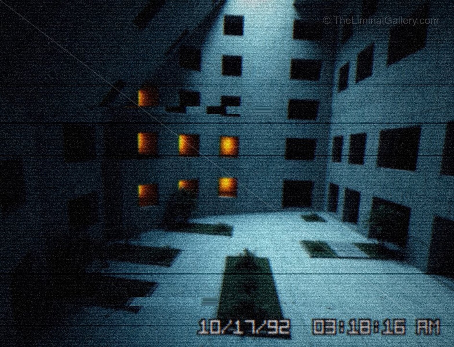The courtyard, enclosed by countless windows, creates an unsettling paradox.
