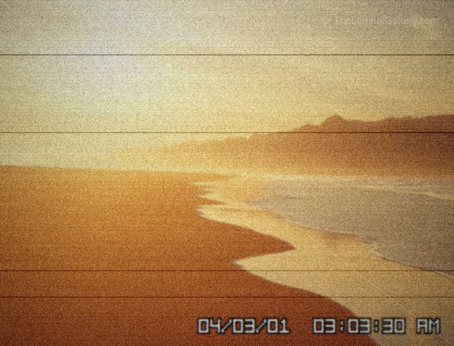 The deserted shoreline and the vast sky combine for an unsettling experience.