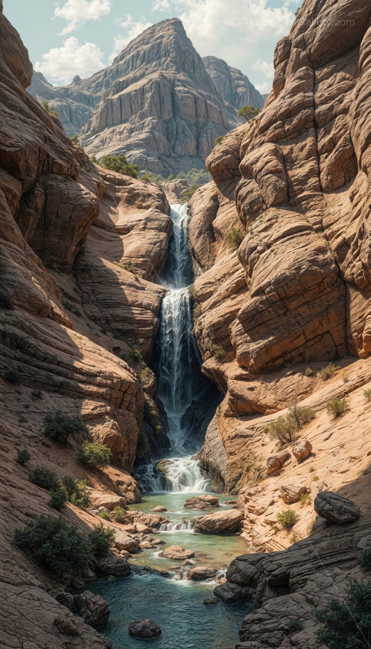 Discovering a hidden oasis with a stunning waterfall in the heart of a desert canyon