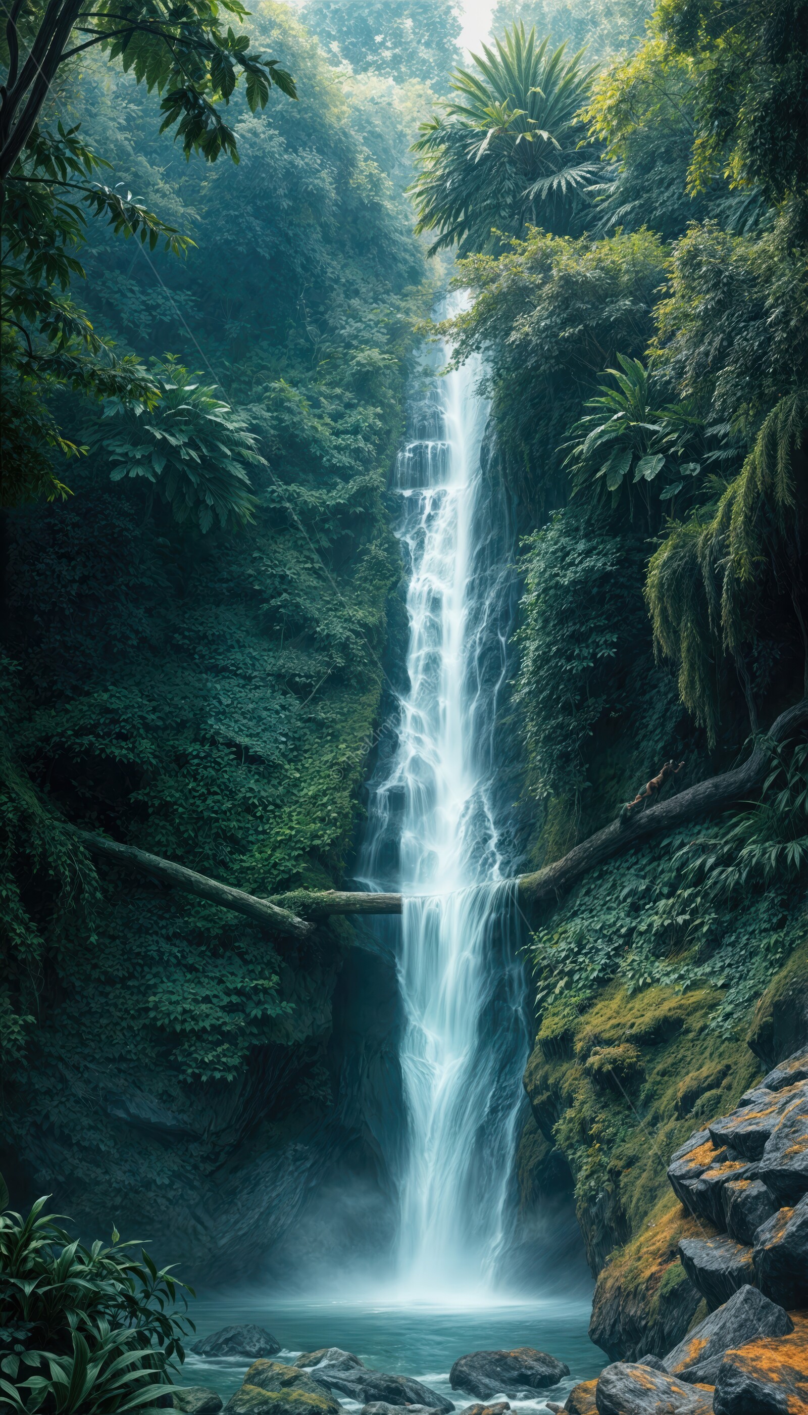Exploring the breathtaking beauty of a hidden jungle waterfall and lush greenery