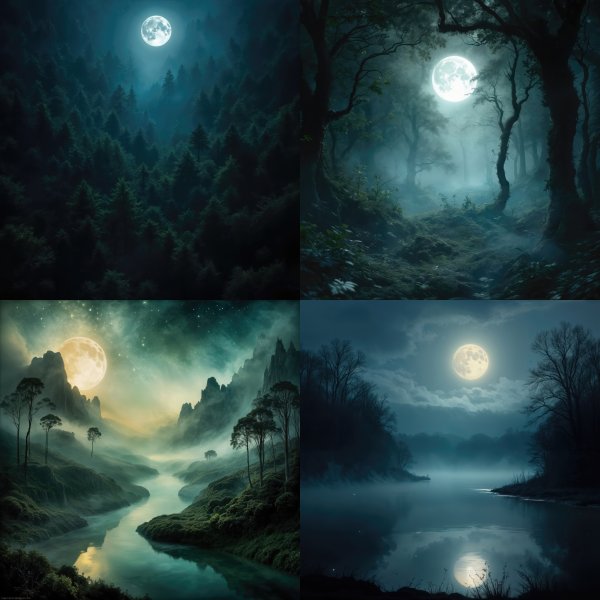 Nature Landscapes Night Digital Art Bundle - 64 high-resolution commercial-use images at 4000px, 300 DPI
