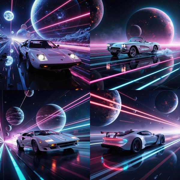Synthwave Space Sports Cars Digital Art Bundle - 54 high-resolution commercial-use images at 4000px, 300 DPI