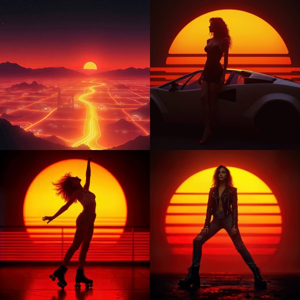 Synthwave Sunset Scenes Digital Art Bundle - 138 high-resolution commercial-use images at 4000px, 300 DPI