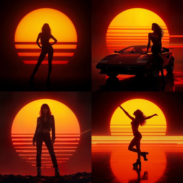 Synthwave Sunset Scenes Digital Art Bundle